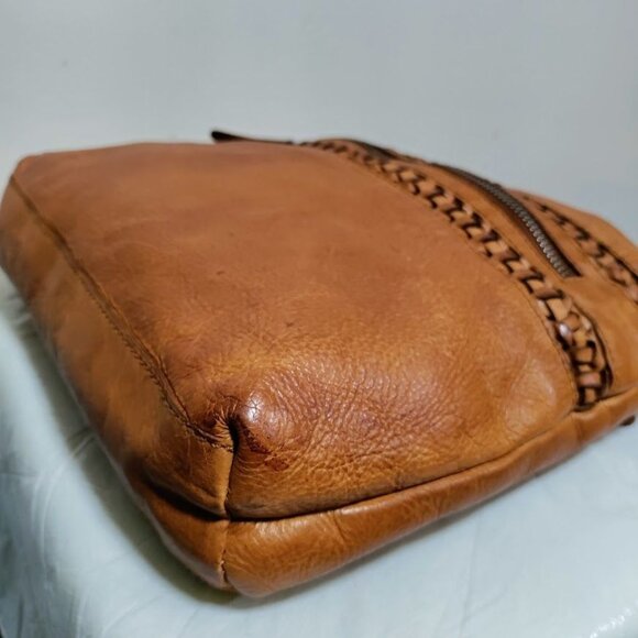 Vilenca Holland Woven Trim Adjustable Straps Leather Crossbody Bag Womens Brown - Picture 5 of 12